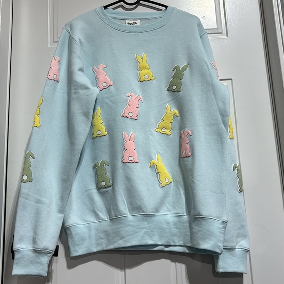Pacific & Co. Oversized Sweatshirt,pullover,pastel bunnies,rib cuff/waist,fleece - Picture 1 of 12